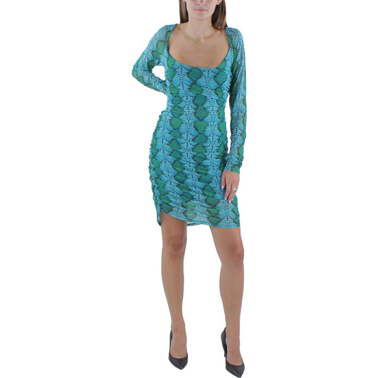 AFRM Womens Leona Snake Print Midi Bodycon Dress