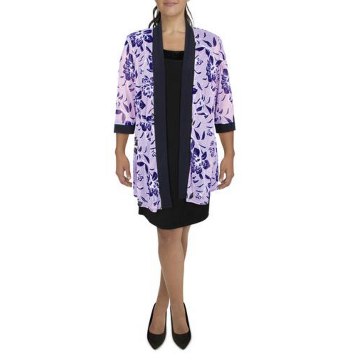 R&M Richards Womens Plus Mesh Sheer Duster Blazer