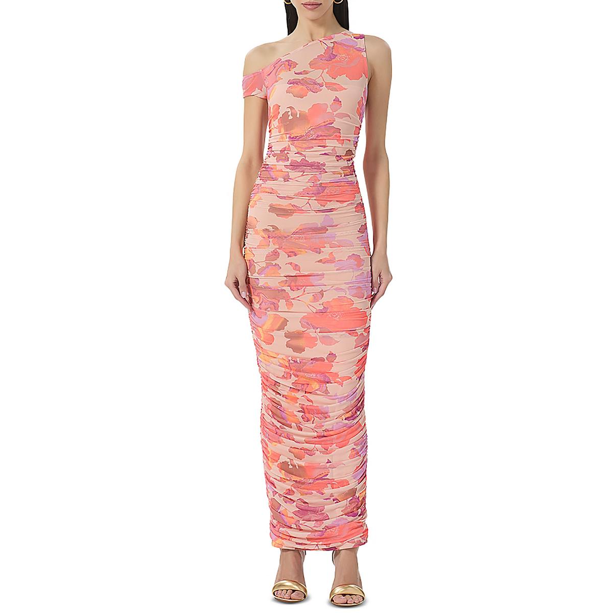 AFRM Womens Floral Asymmetric Neckline Bodycon Dress