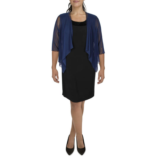 Connected Apparel Womens Plus Solid Mesh Bolero