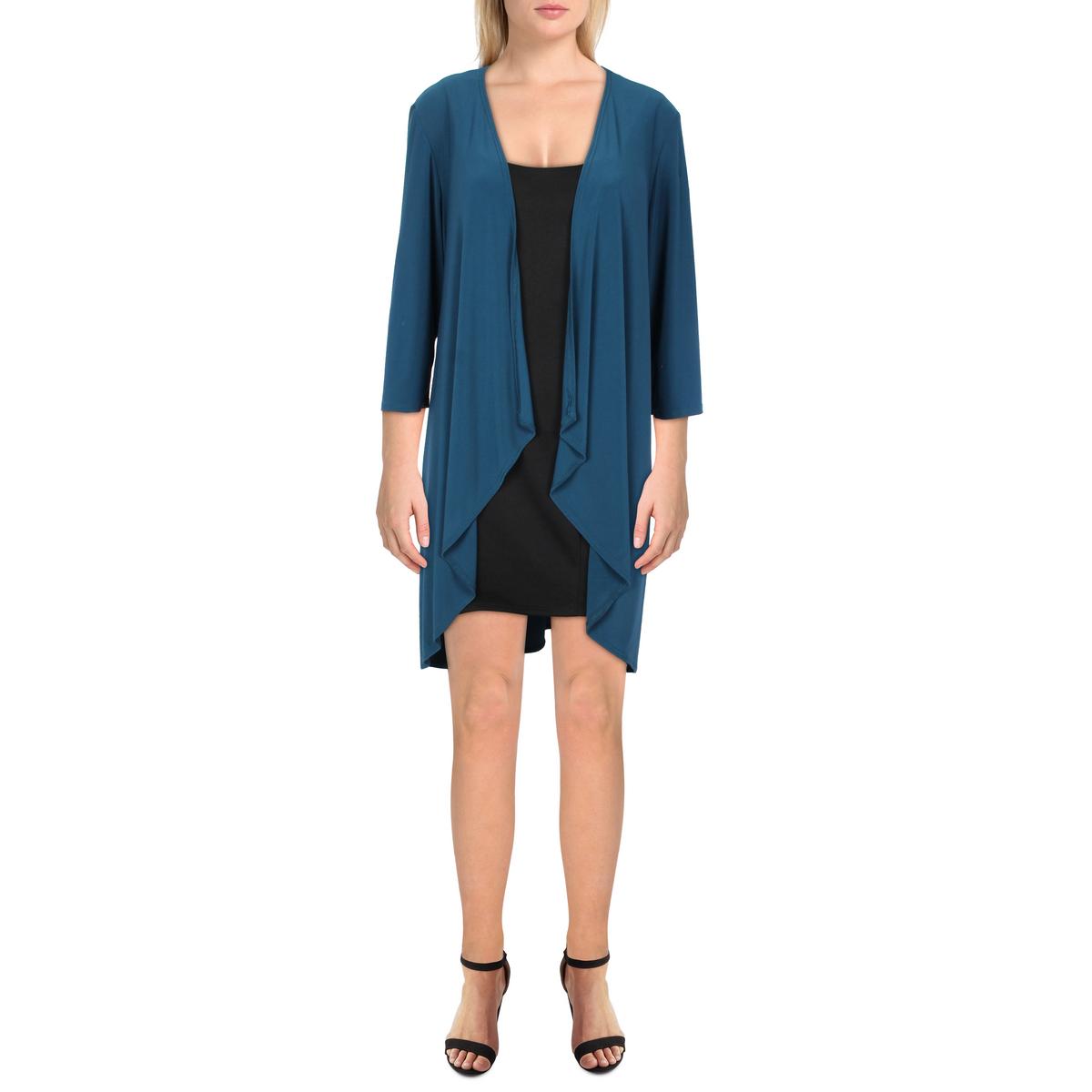 R&M Richards Womens Knit Drapey Duster Blazer